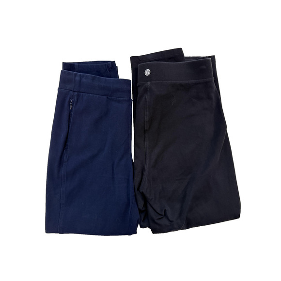 T by Talbots Pants Womens MED AirKnit Stretch Petite Navy + Blk Lot of 2 - Picture 1 of 9